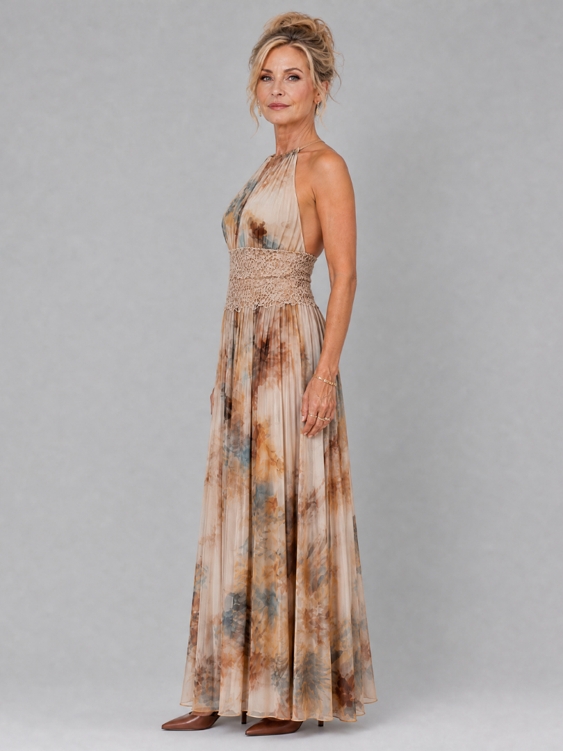 Elavenue™ Halterneck Blonde Talje Maxi Kjole