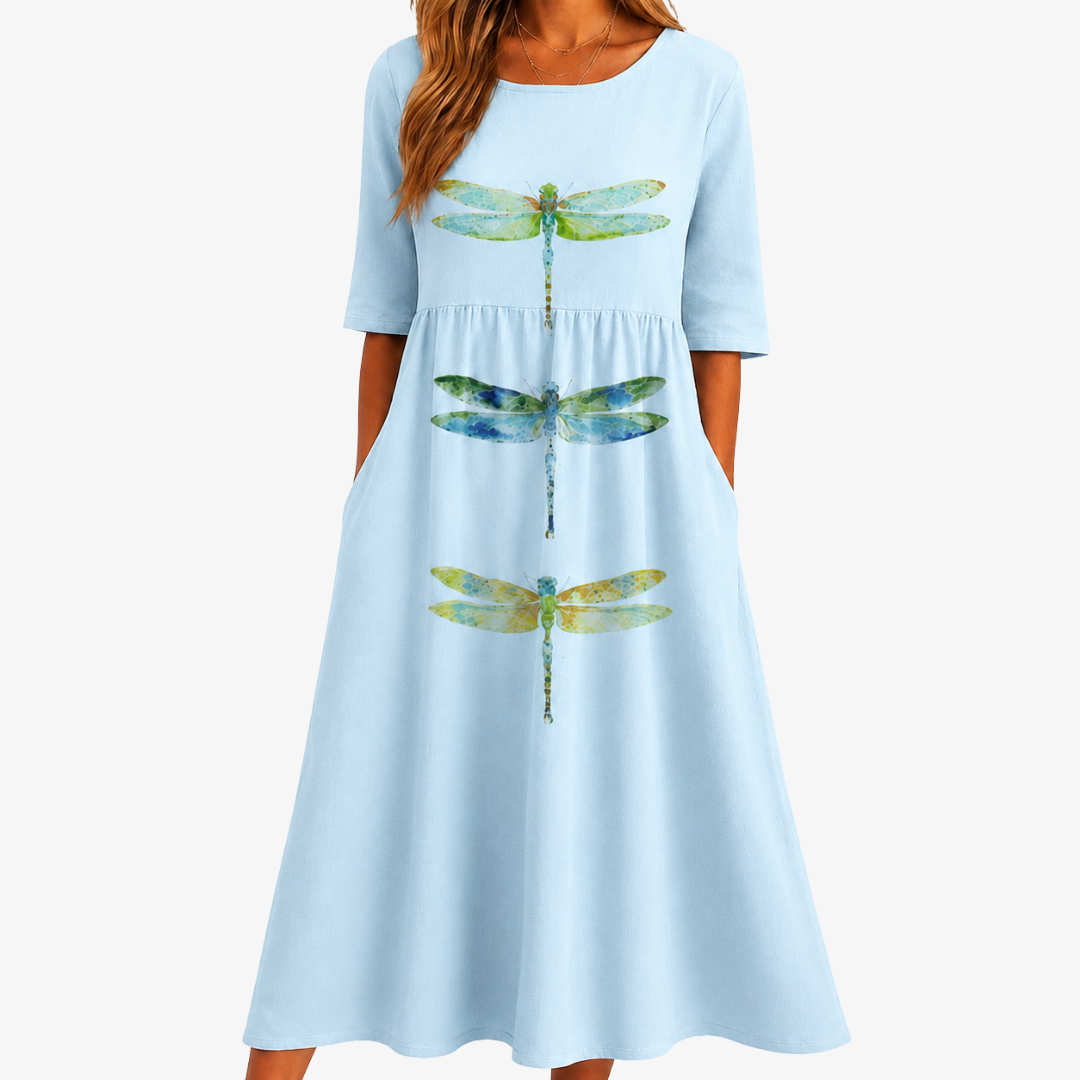 Sky Meadow Dragonfly Pocket Midi Klänning