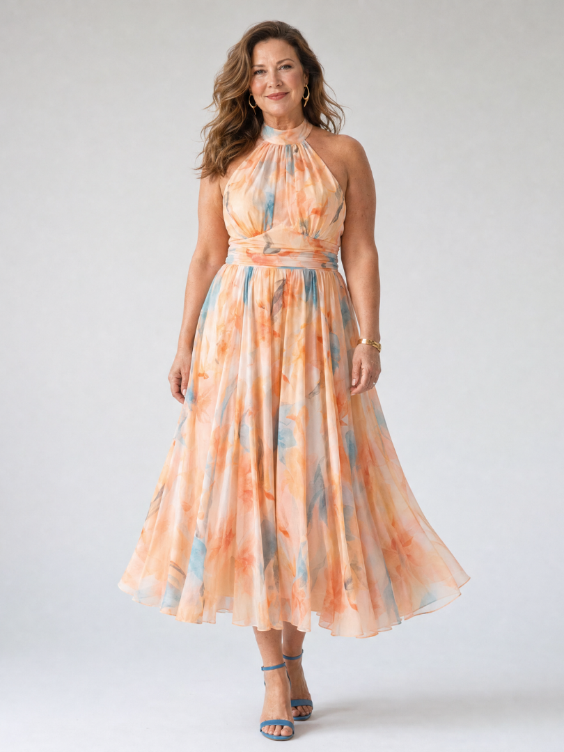 Elin™ Blød Halter Midi Kjole