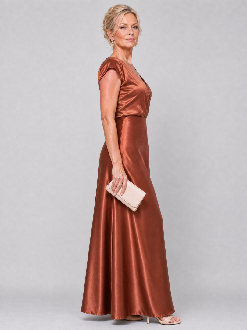 Samouse™ Cap Sleeve Wrap Bodice Maxi Kjole