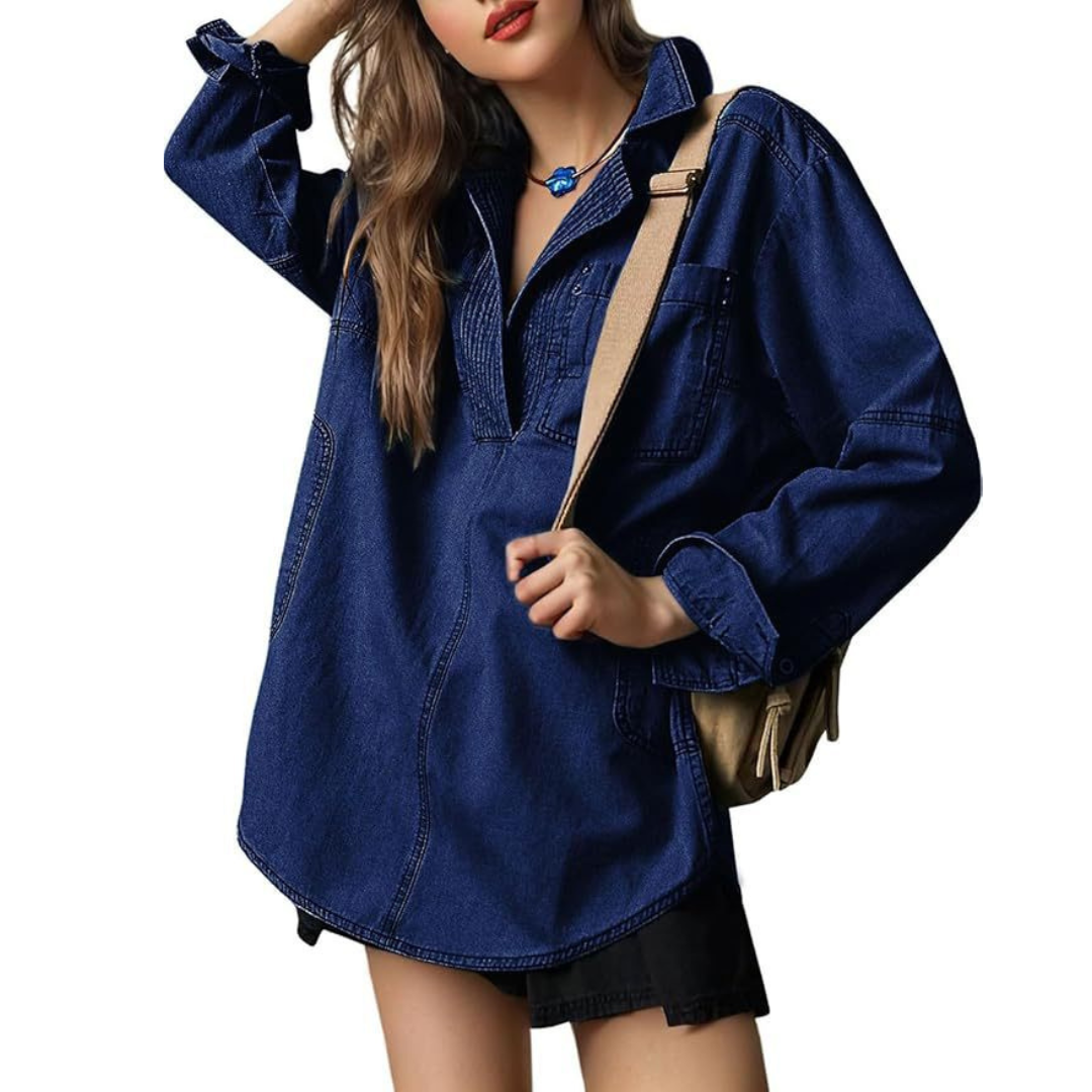 Emilia | Chic V-hals Denim Tunika Top