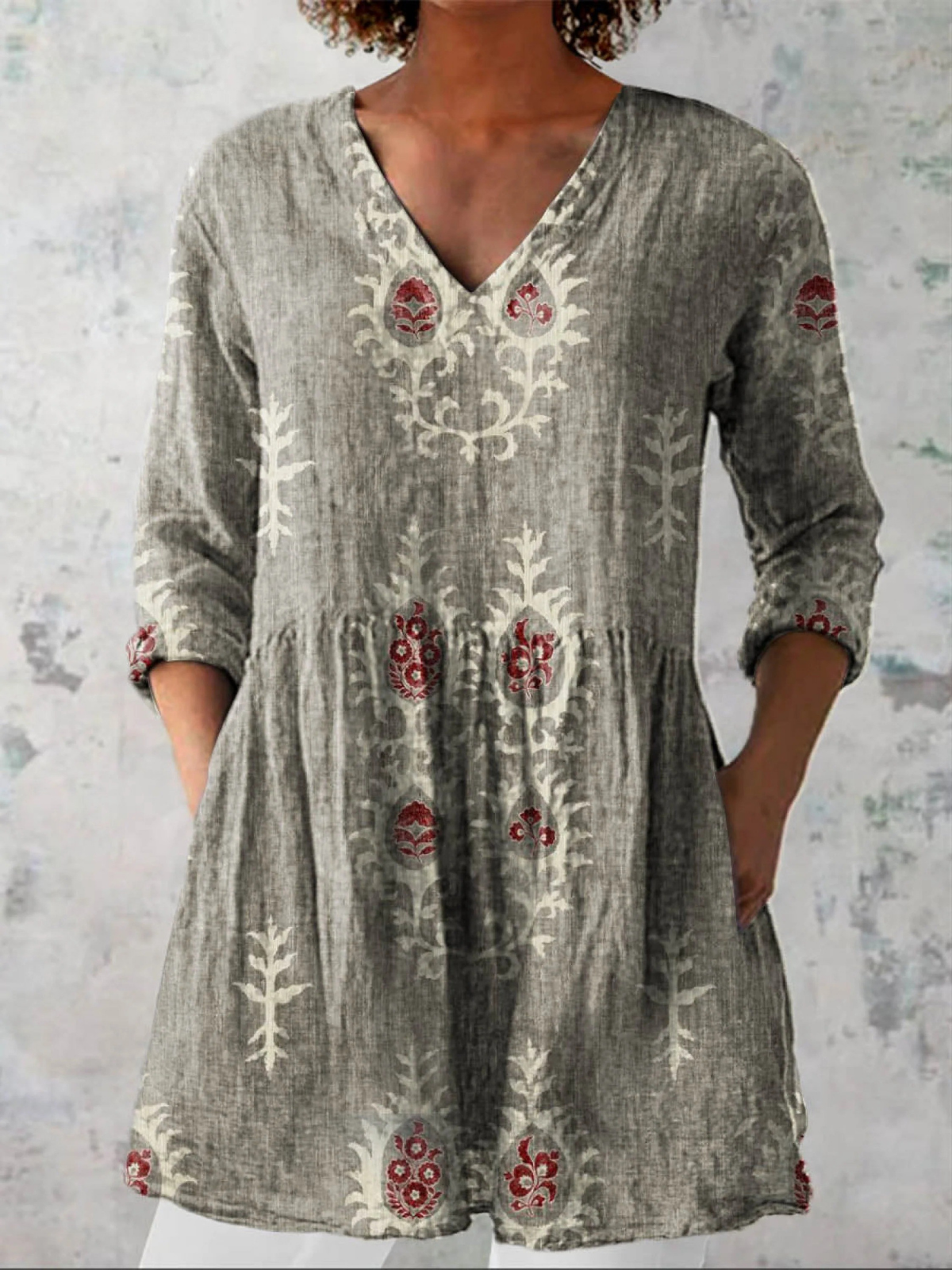 Elise | Lång Blus med V-Uringning