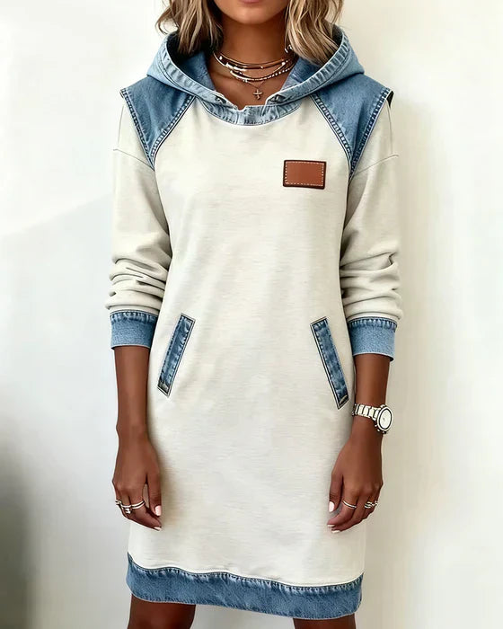Alexa | Cozy Contrast Hoodie Klänning