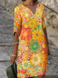 Leila | Livlig Floral Midi Kjole