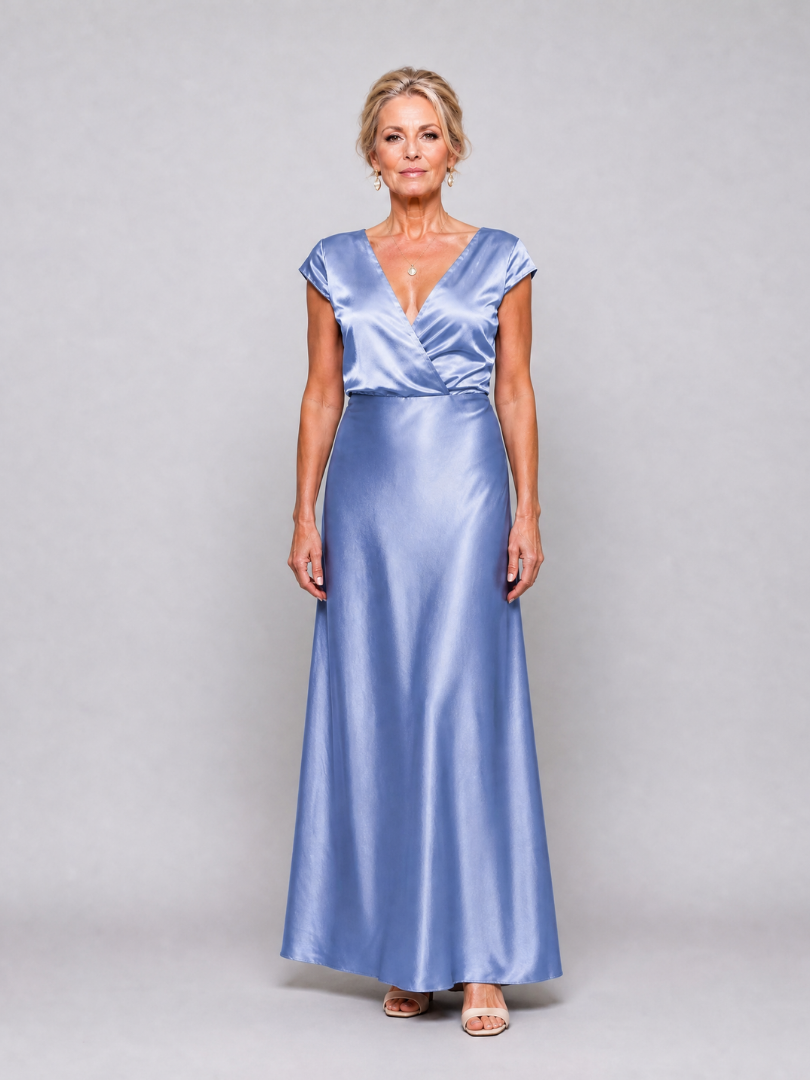 Samouse™ Kappa Ärmar Wrap Bodice Maxi Klänning