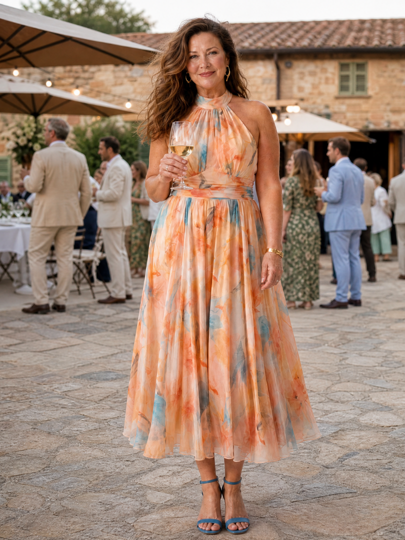 Elin™ Blød Halter Midi Kjole