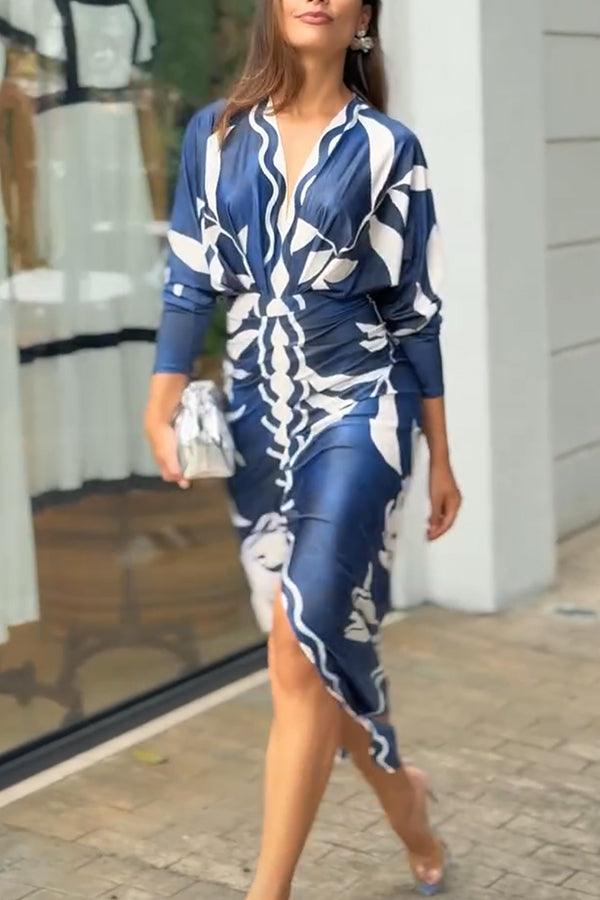 Eva | Sun Escape Unik Print Dolman Midi Kjole