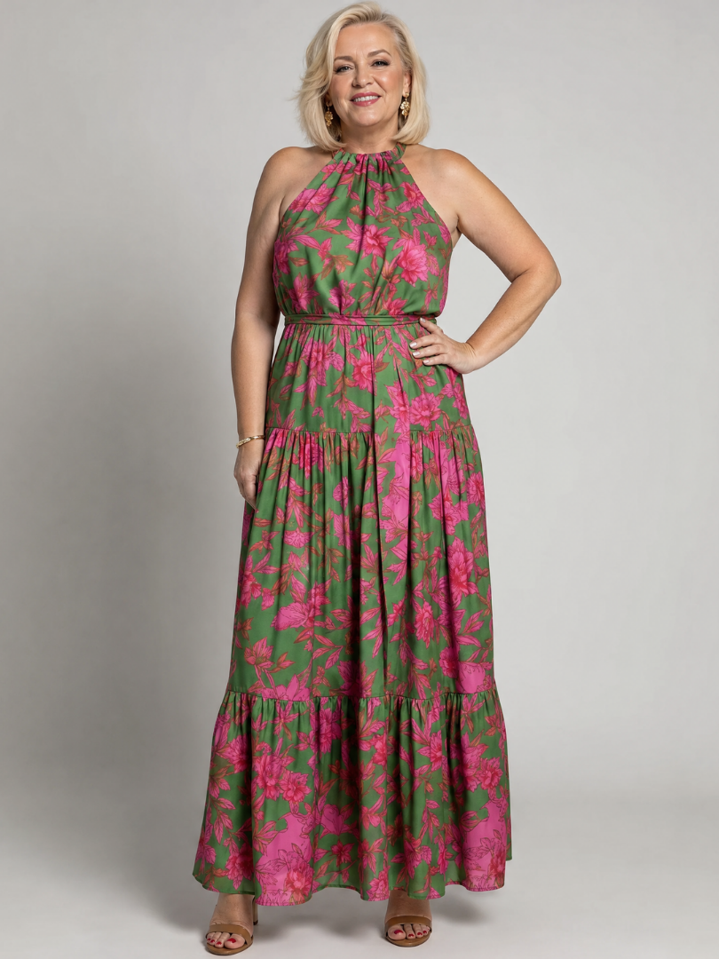 Rowen™ Draperad Halterneck Midi Klänning