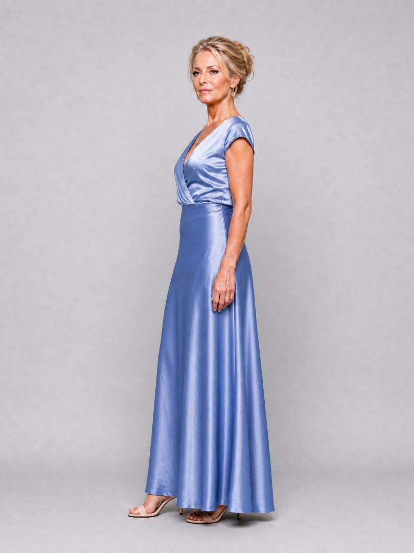 Samouse™ Kappa Ärmar Wrap Bodice Maxi Klänning