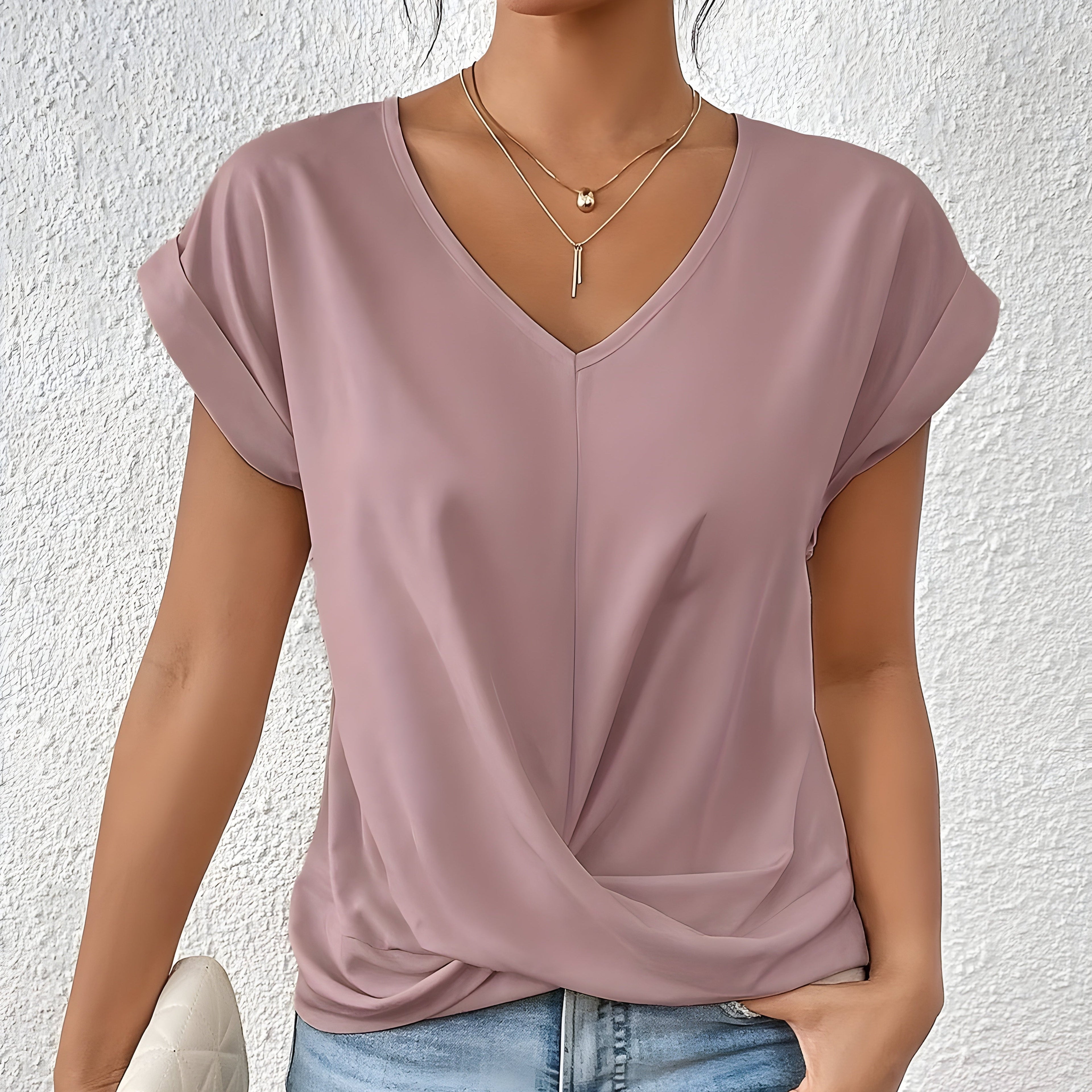 BELLA | Klassisk Twist Detalje V-Hals Top