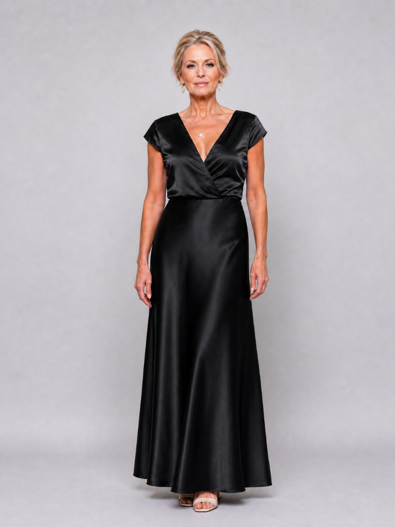 Samouse™ Kappa Ärmar Wrap Bodice Maxi Klänning