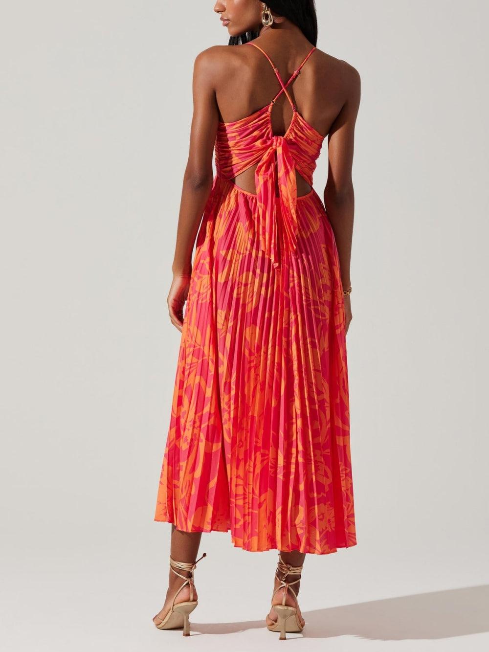 Heather | Kyst Chic Elegant Blomsterprint Plisseret Midi Kjole Kollektion