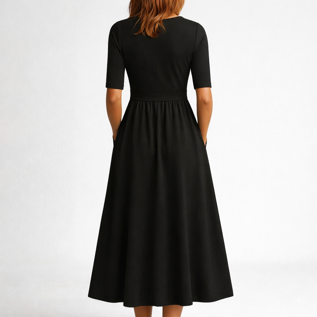 Eleanor | Elegant Midi Klänning med Fickor