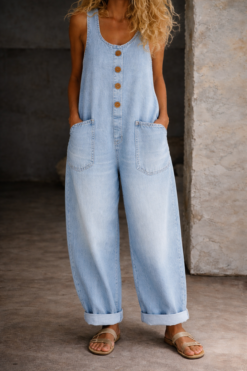 Sadie | Vintage Vasket Bomulls Denim Overaller