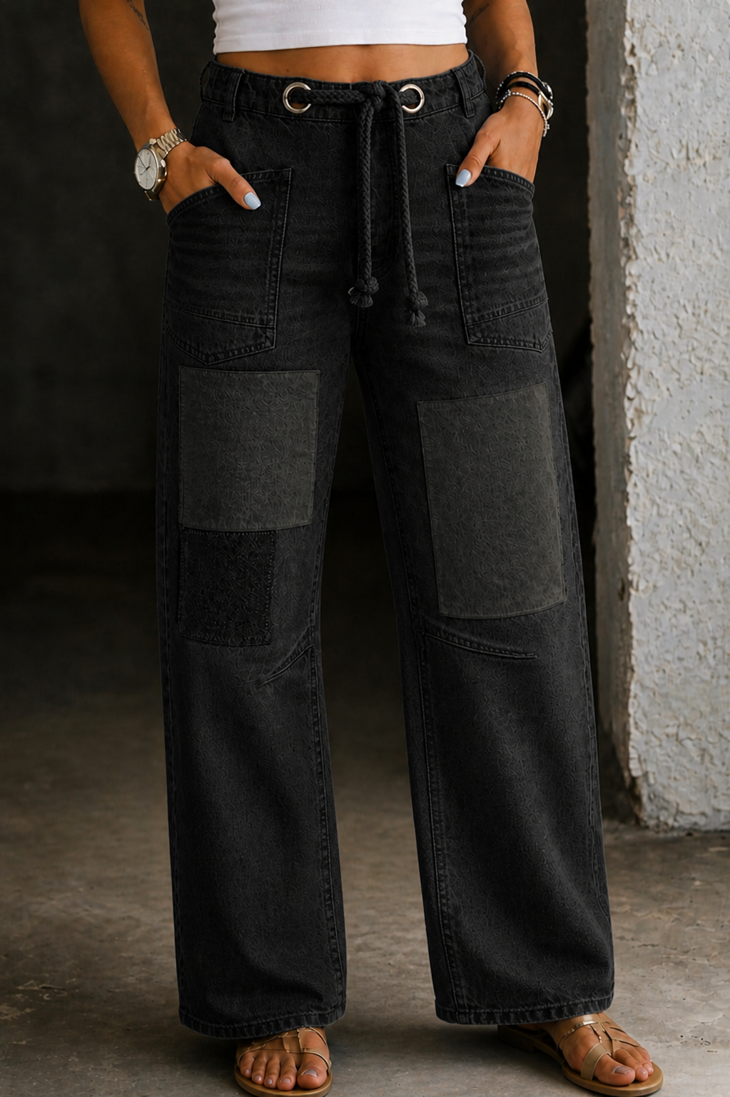 Margaret | Patchwork Snörning Jeans