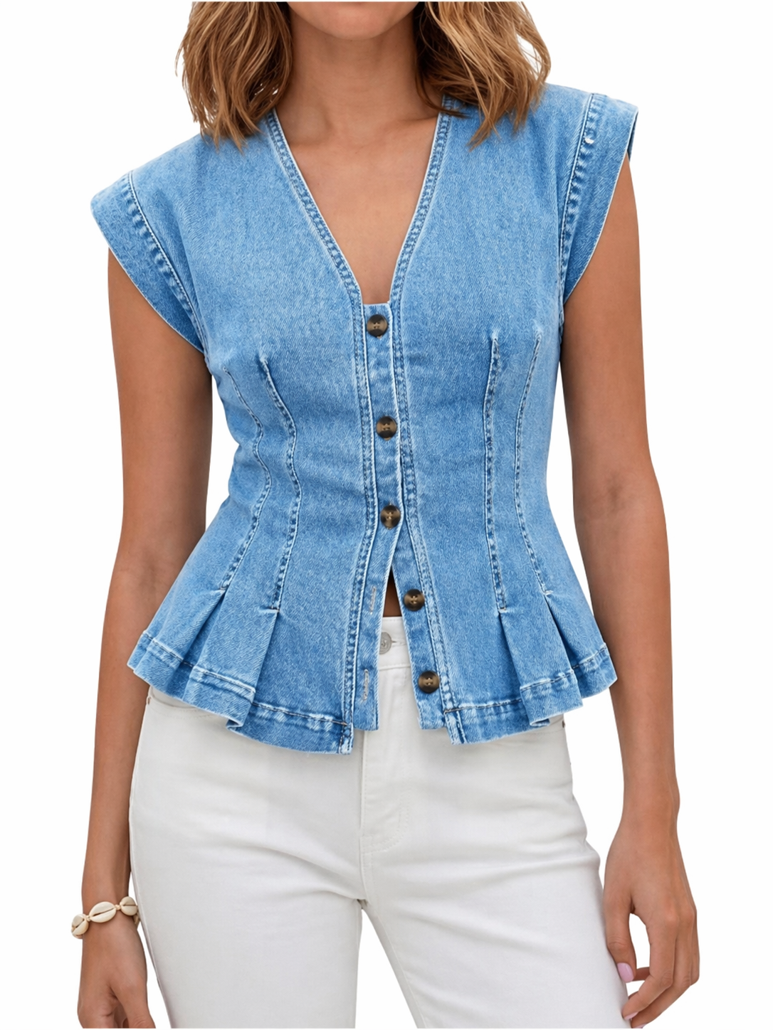 Viera | V-Hals Denim Topp