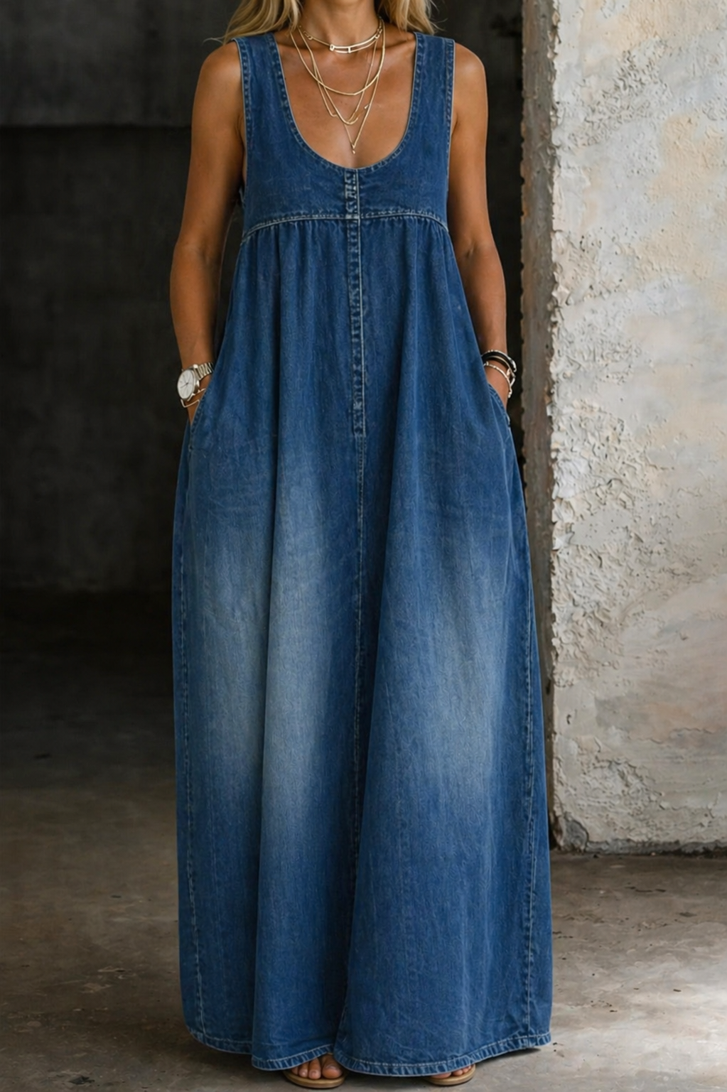 Veronica | Löst Denim Västklänning