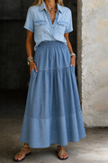 Sarah | Elastisk Midja Denim Kjol