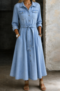 Luna | Langærmet Denim Kjole
