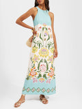 Ava | Resort Sunshine Floral Print Ærmeløs Midi Kjole