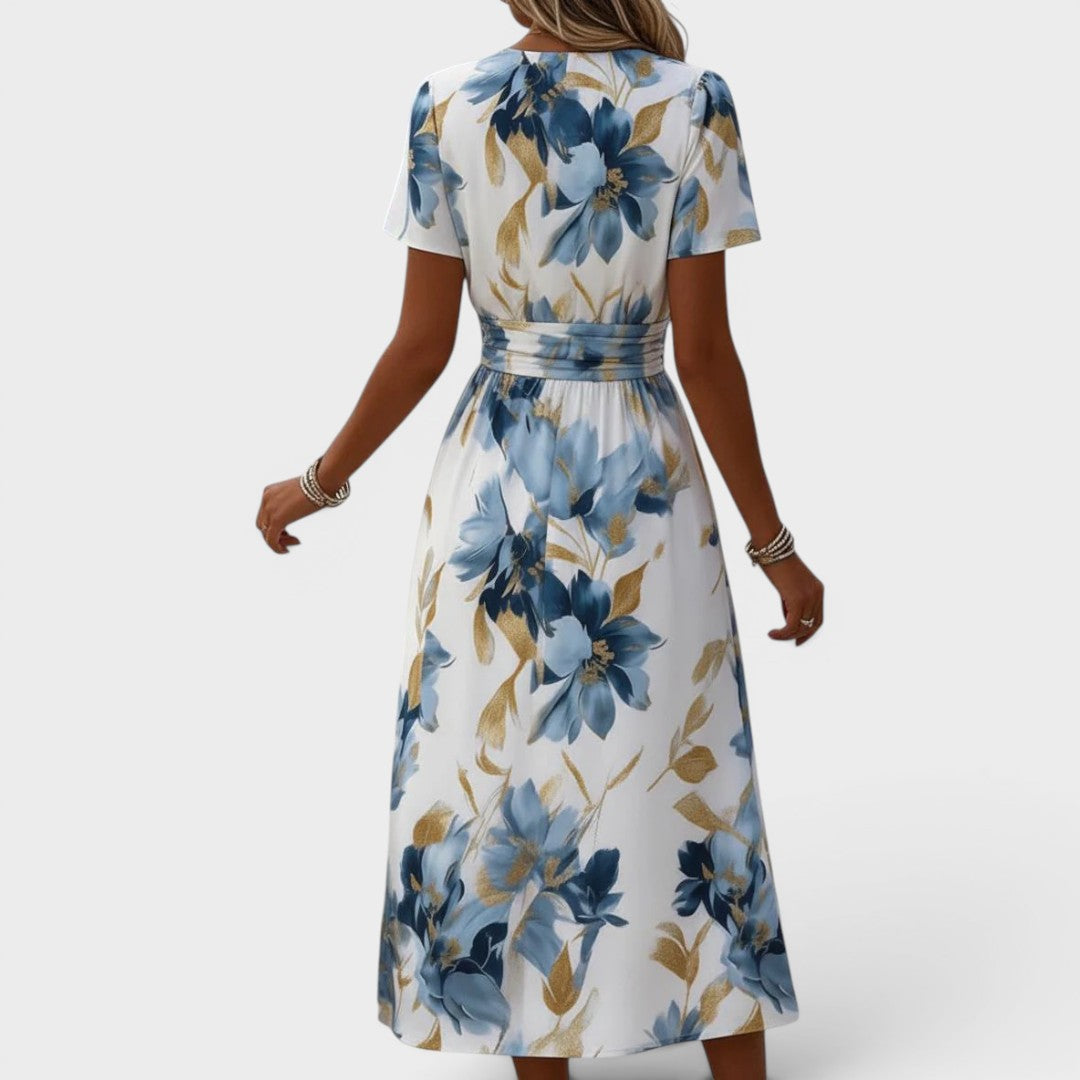 Denise | Blomsteret Midileng Omslagskjole