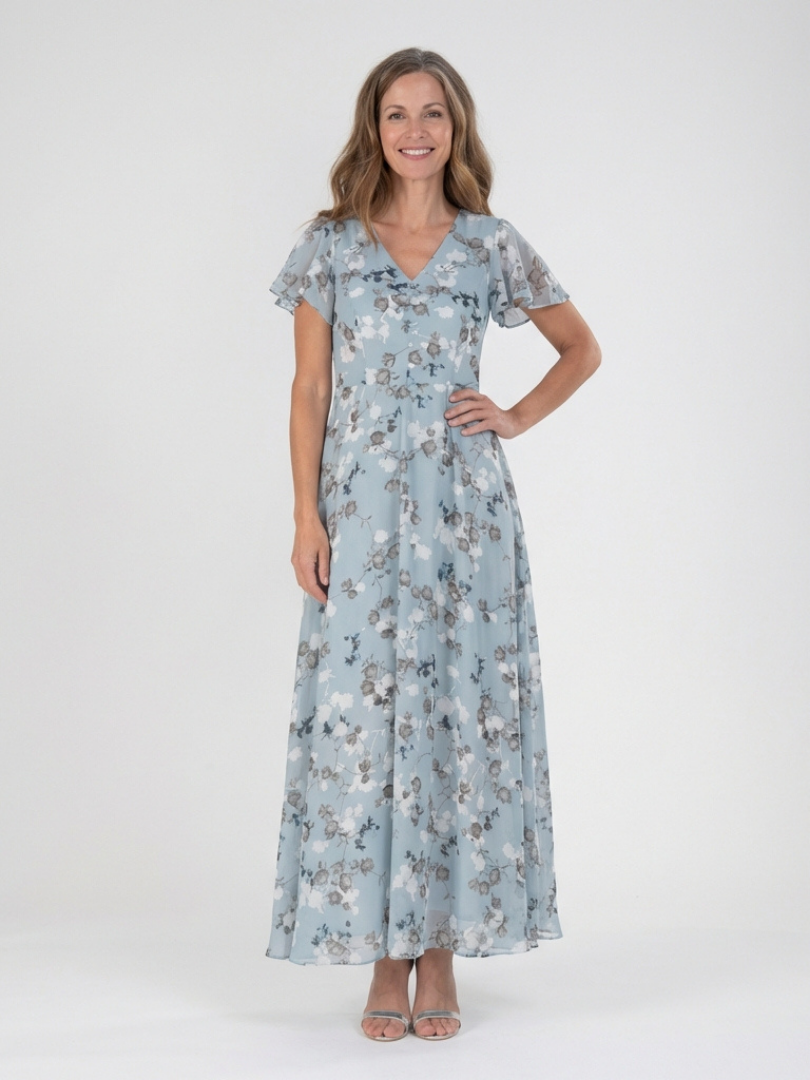 Ismeria | Blomster Chiffon Maxiklänning