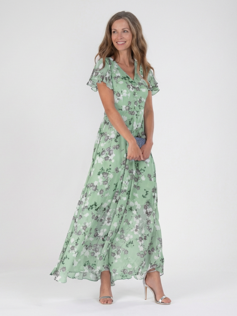 Ismeria | Blomster Chiffon Maxiklänning