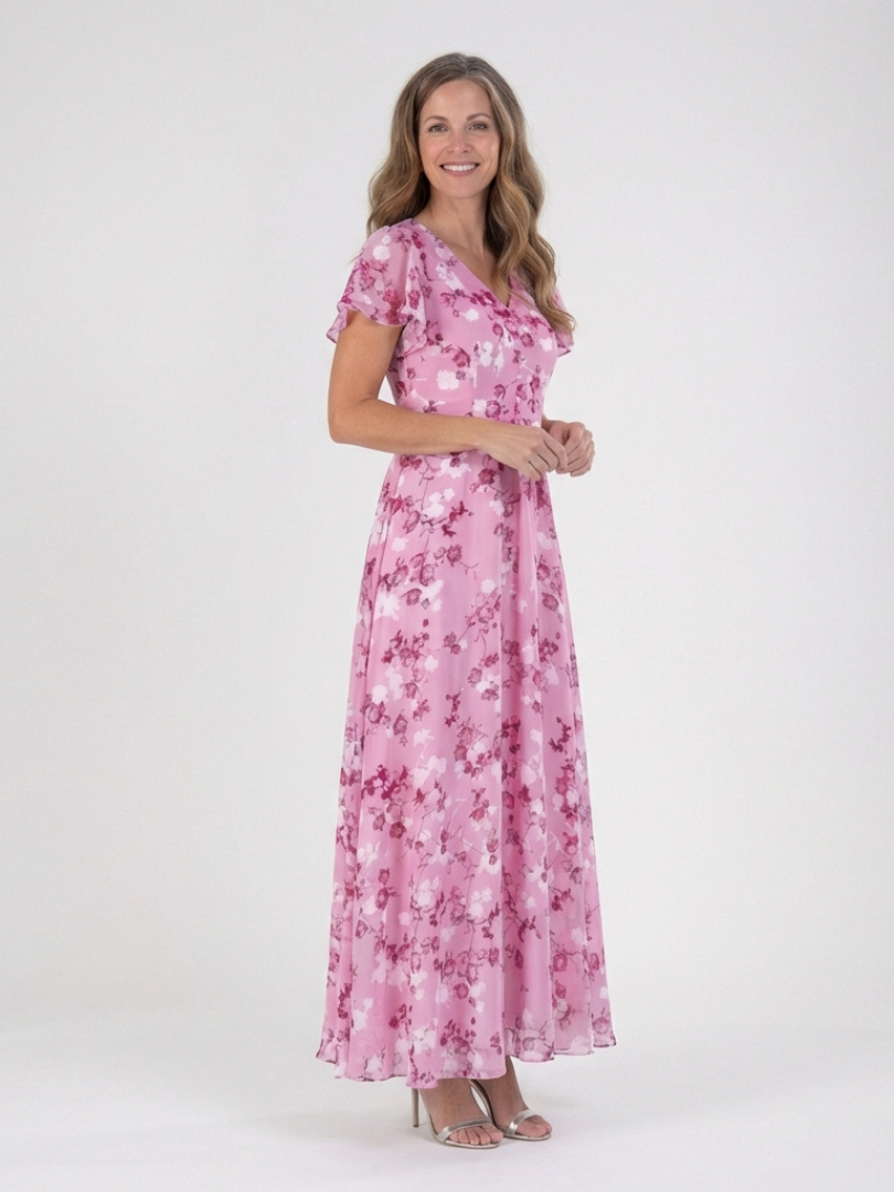 Ismeria | Blomster Chiffon Maxiklänning