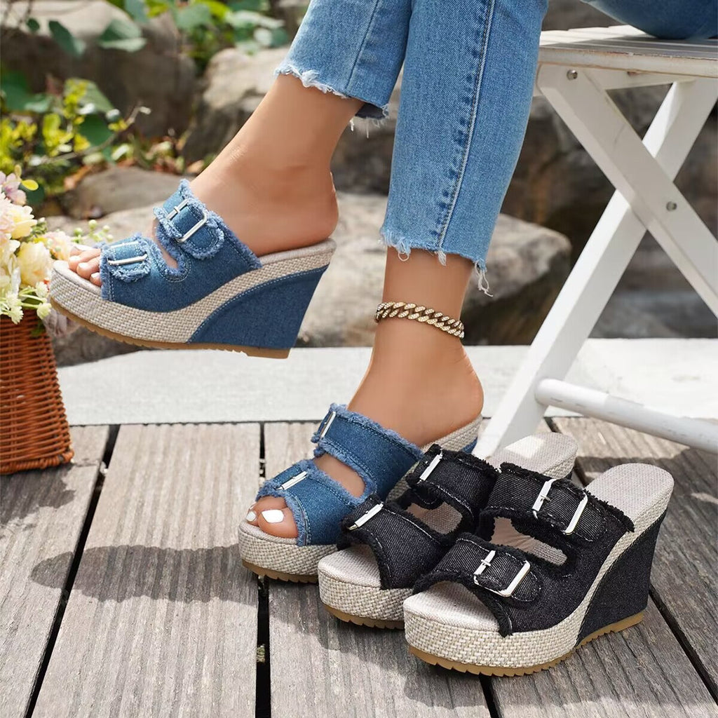 Atelier | Frayed Edge Wedge Sandaler