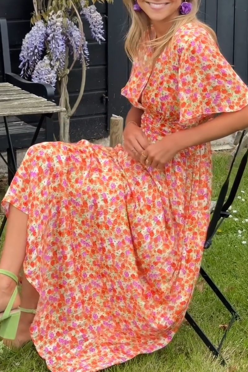 Natalie | Flatterende Trykt Maxi Kjole