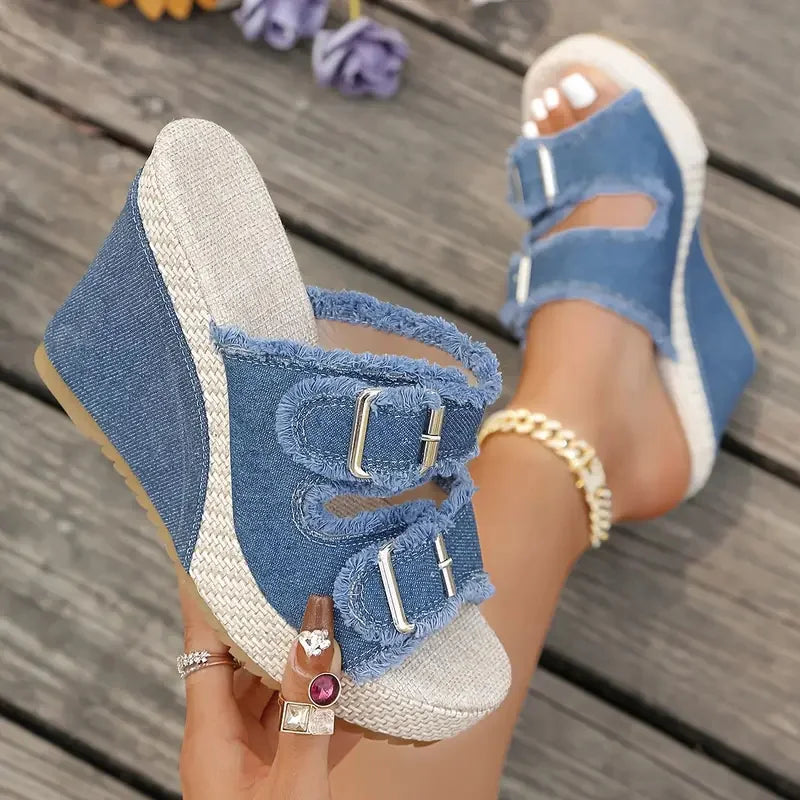 Atelier | Frayed Edge Wedge Sandaler