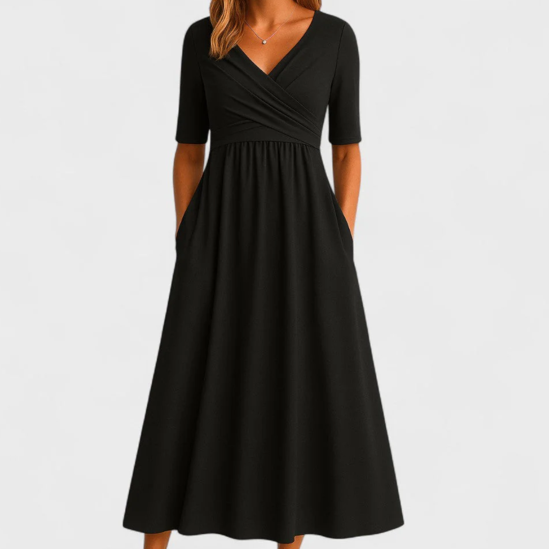 Eleanor | Elegant Midi Kjole med Lommer