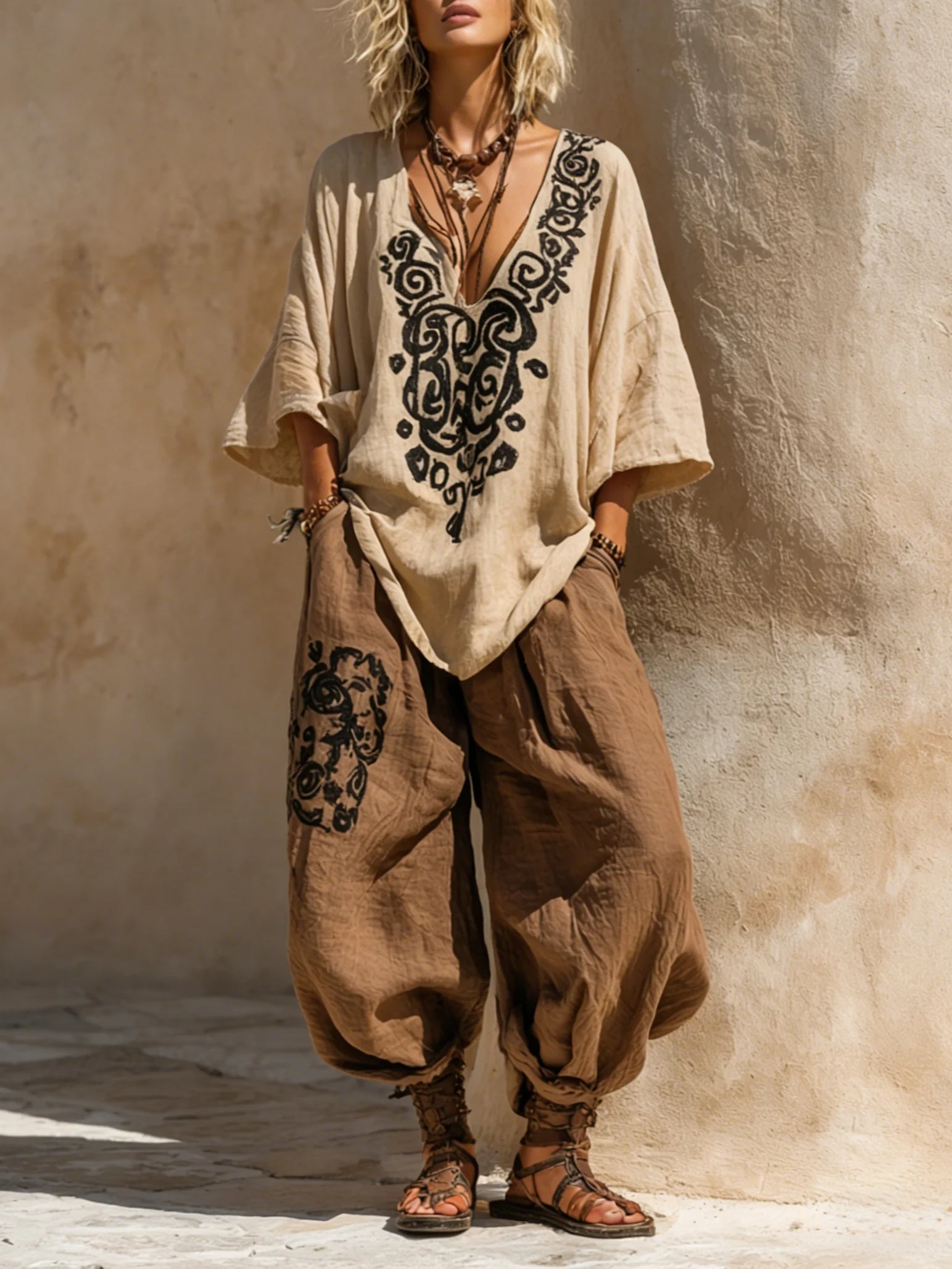 Margaret | Nomadisk Boheme Kunsttryk Tre-delt Sæt Outfit