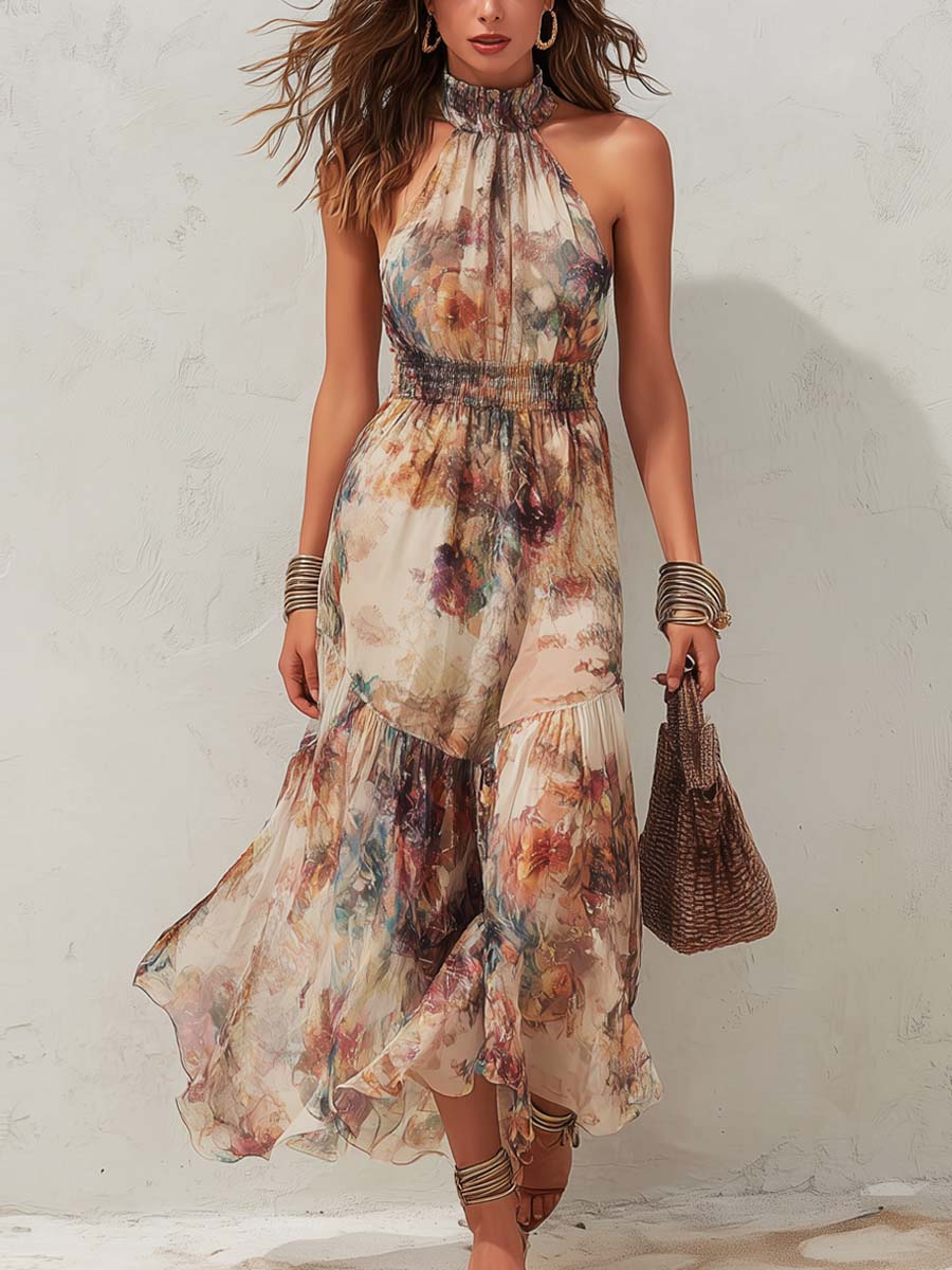 Chloe | Vintage Floral Soft Midi Kjole