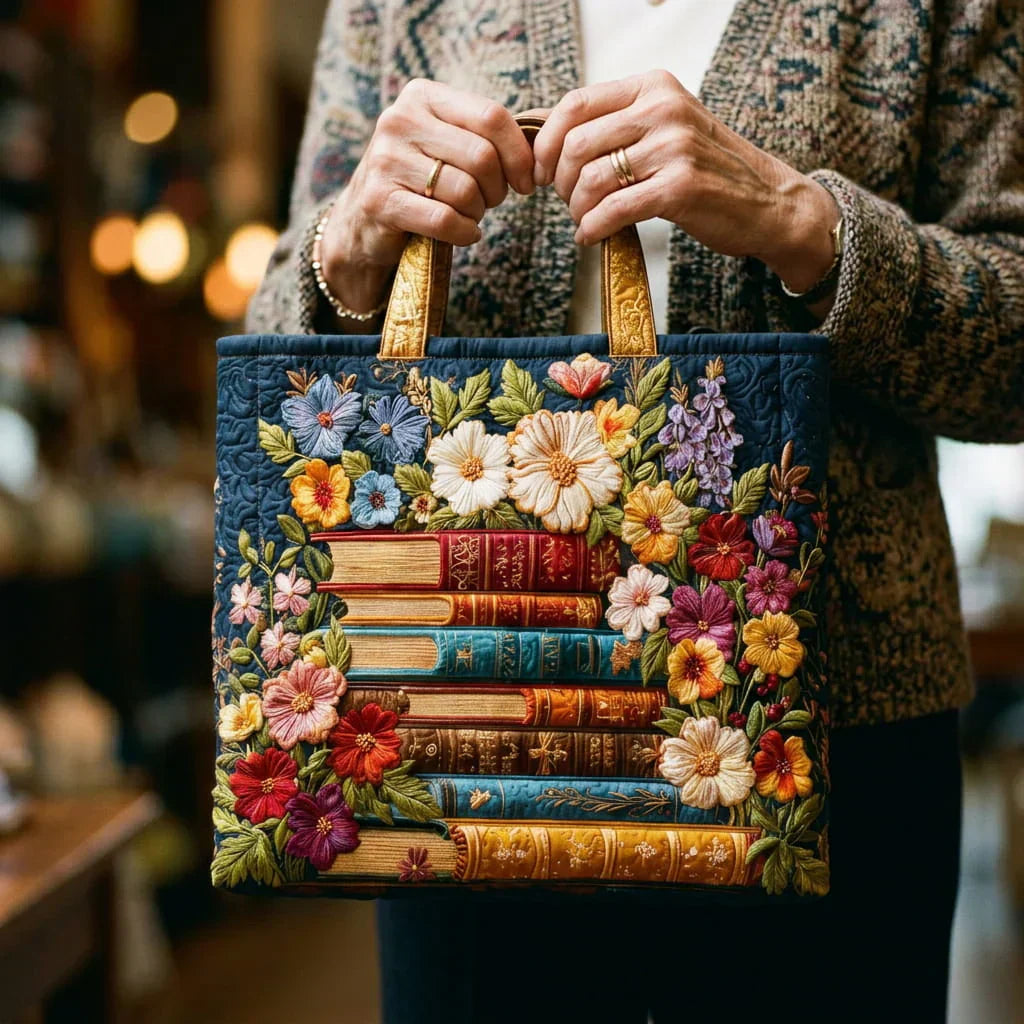 HANDGJORD VÄSKA - BLOMSTERBIBLIOTEK