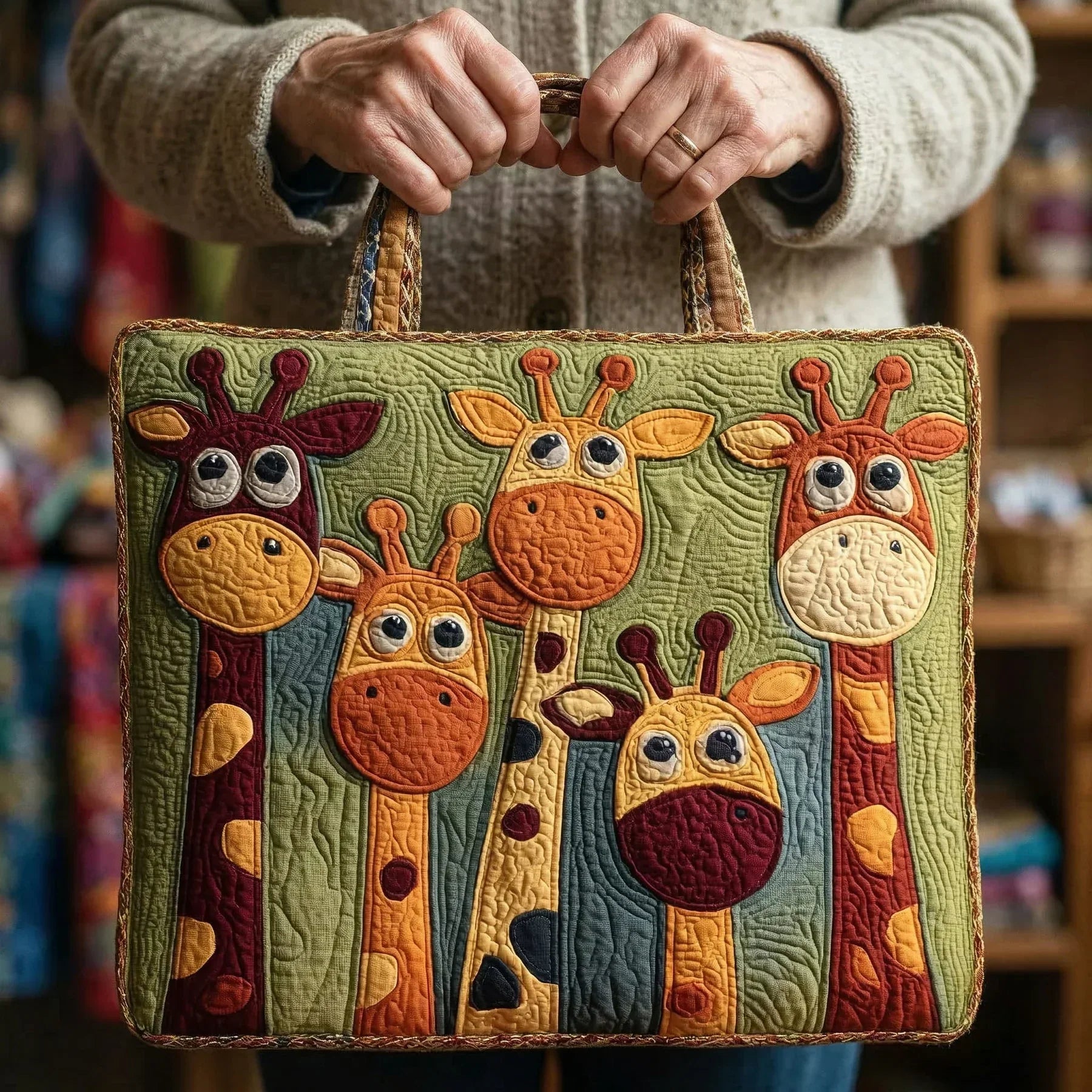 HÅNDLAVET TASKE - DEN GLADE GIRAFFE