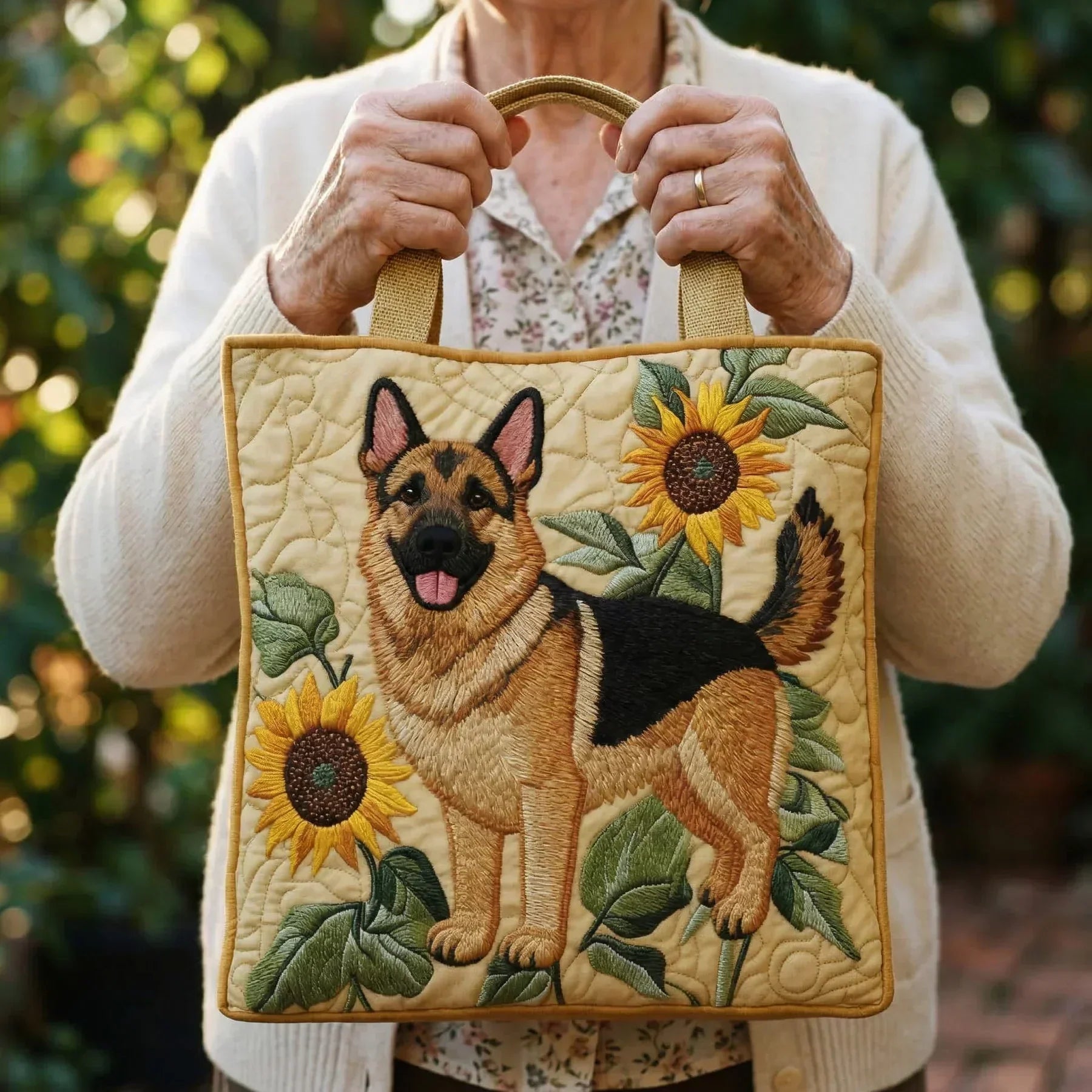 HANDSYDD VÄSKA - TYSK SCHÄFERHUND