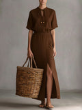 Serena | Chic Long Linen and Cotton Dress