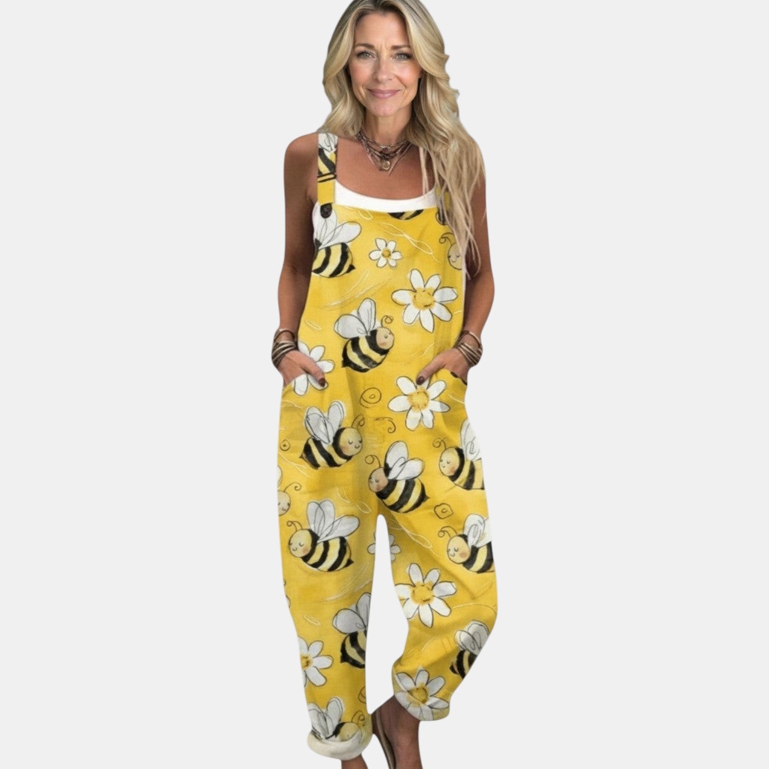 Pia - Bekväma Tryckta Latzbyxor