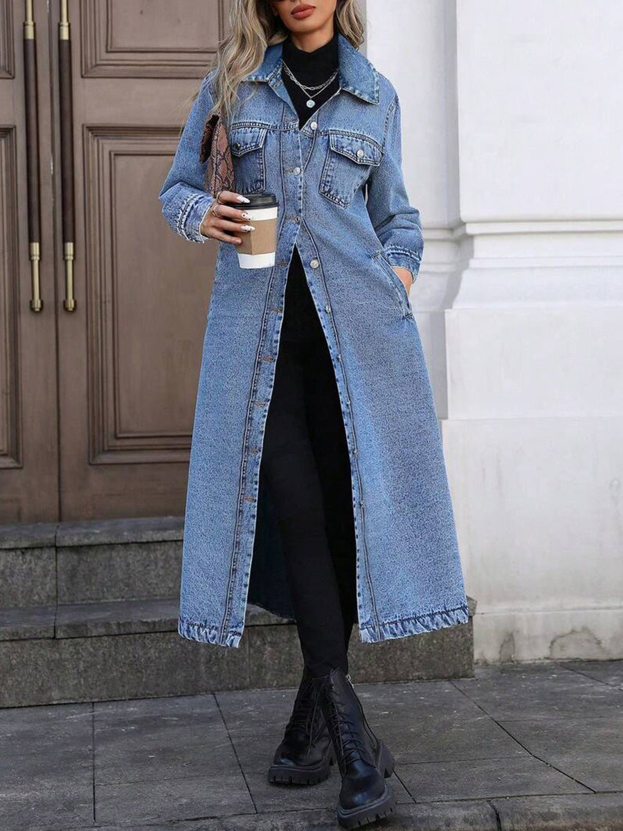 Maya | Stilfuld Lang Denimjakke