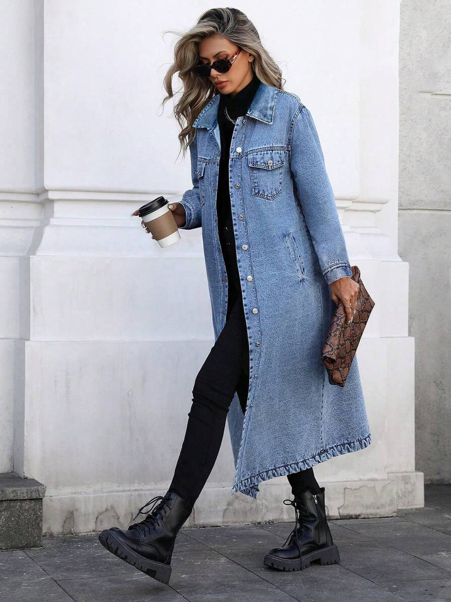 Maya | Stilfuld Lang Denimjakke