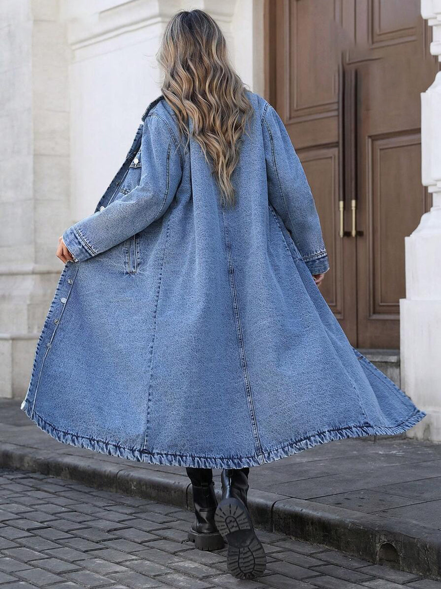 Maya | Stilfuld Lang Denimjakke