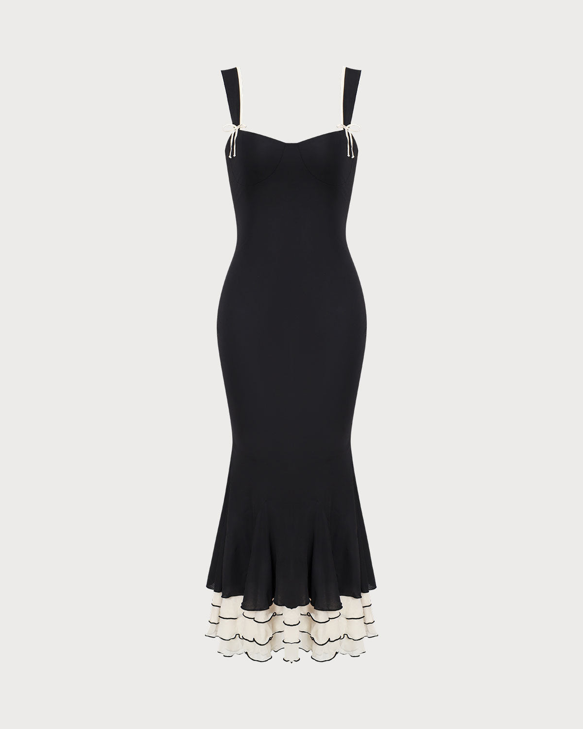 Den Svarta Sweetheart Neck Bodycon Slip Maxi Klänningen