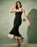 Den Svarta Sweetheart Neck Bodycon Slip Maxi Klänningen