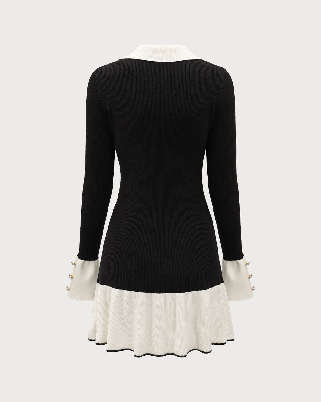 Svart Kontrast Bell Sleeve Klänning