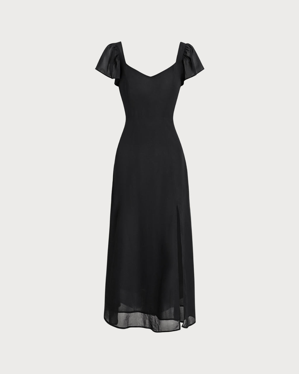 Svart Sweetheart Hals Chiffon Maxi Klänning