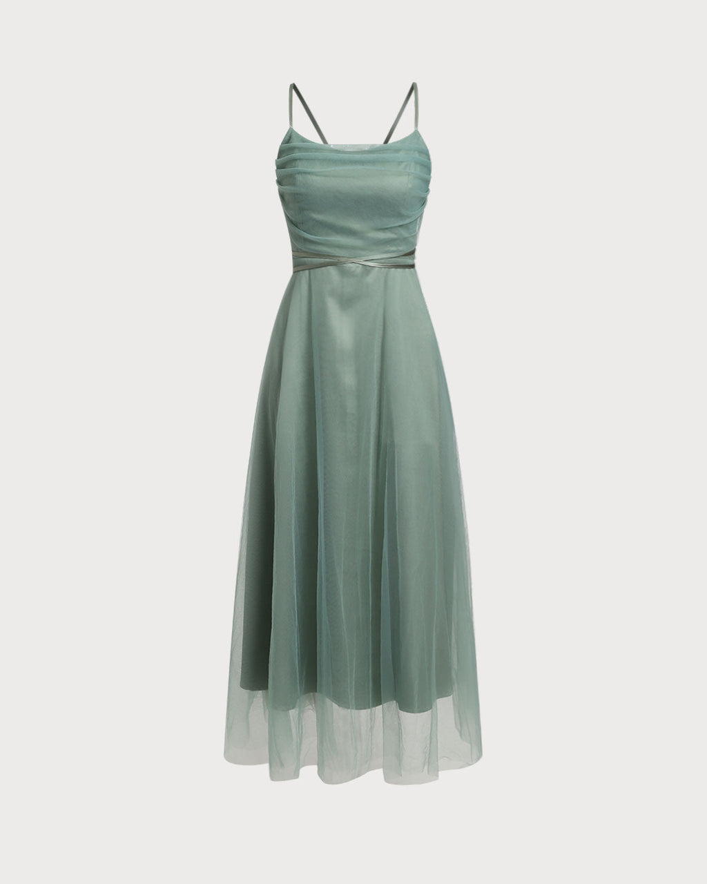 Grön Mesh Flowy Slip Midi Klänning