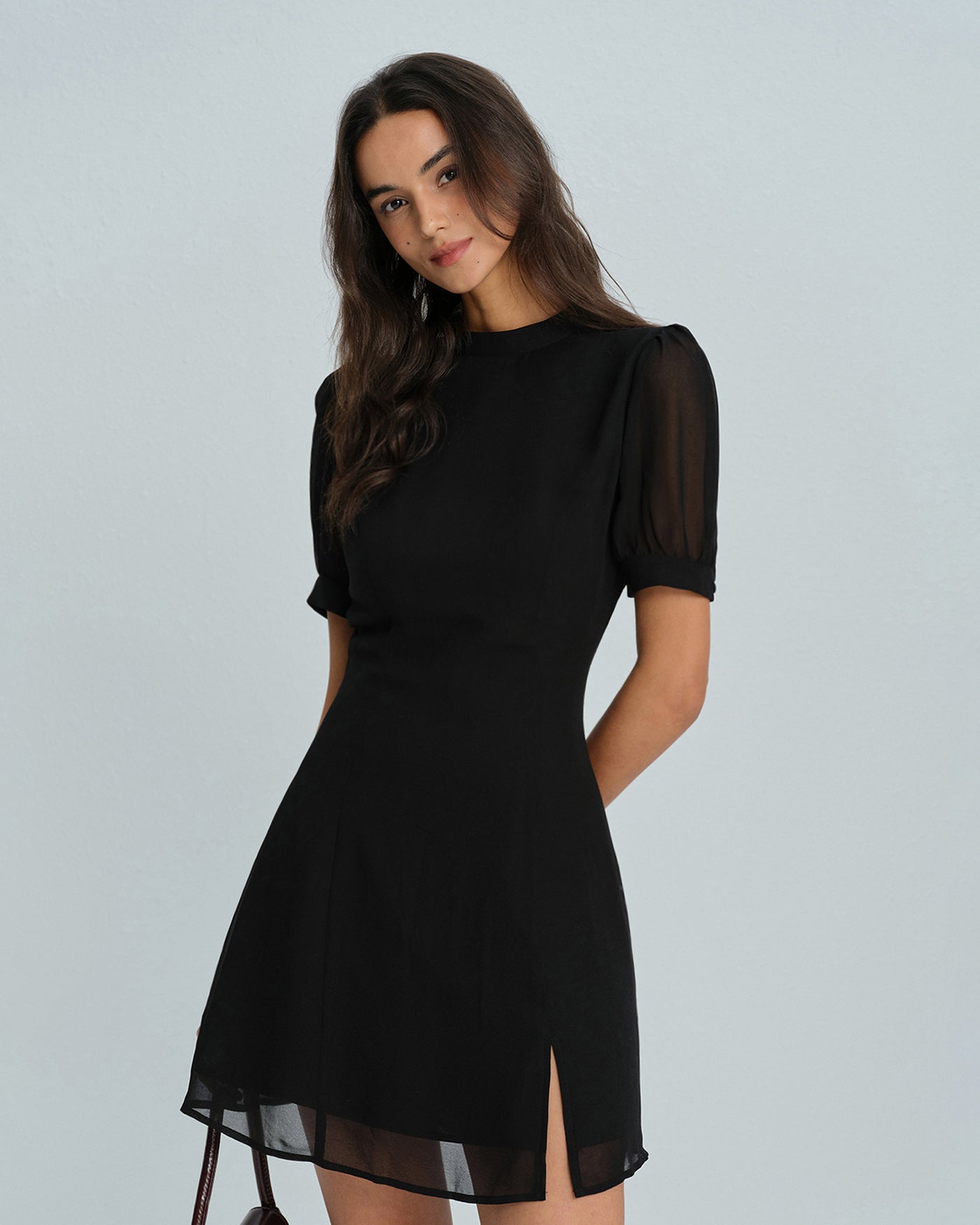 Svart Mock Neck Mini Klänning