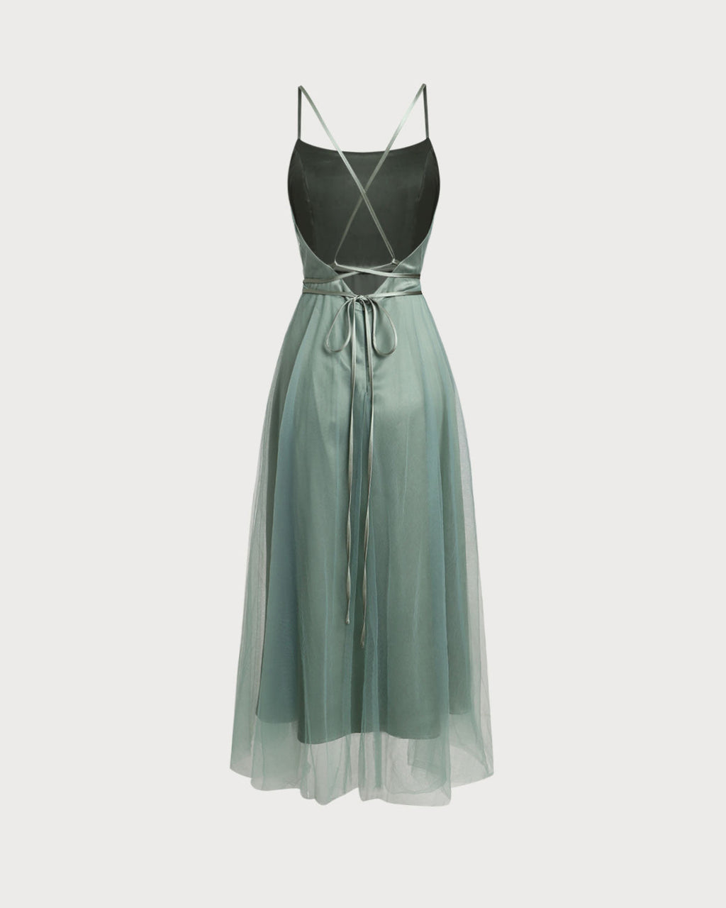 Grön Mesh Flowy Slip Midi Klänning