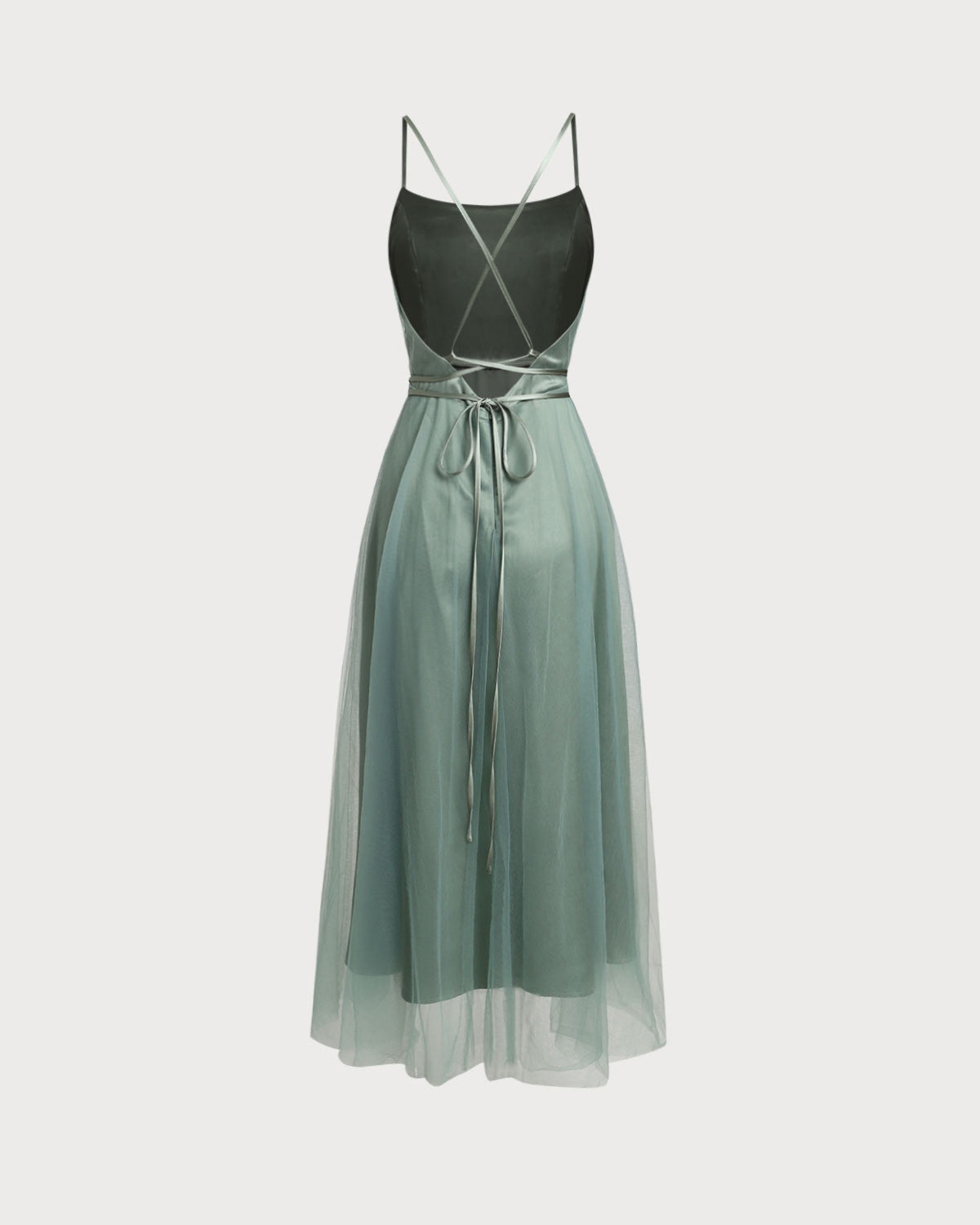 Grön Mesh Flowy Slip Midi Klänning